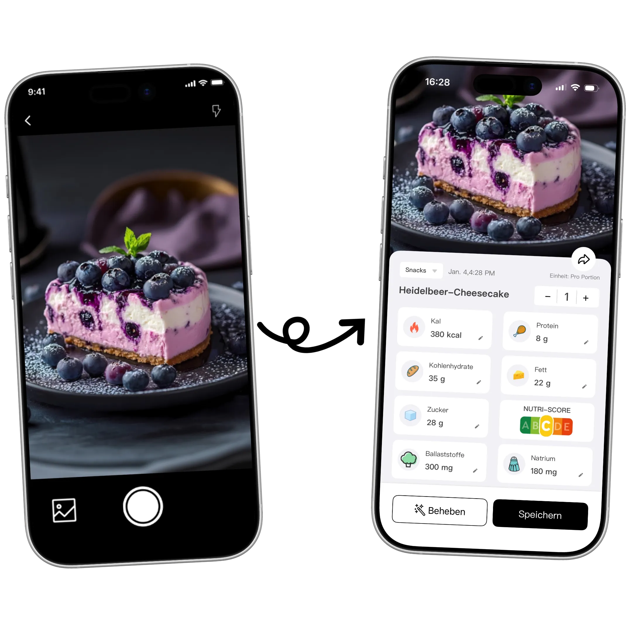 Foto Kalorienzähler App Oberfläche