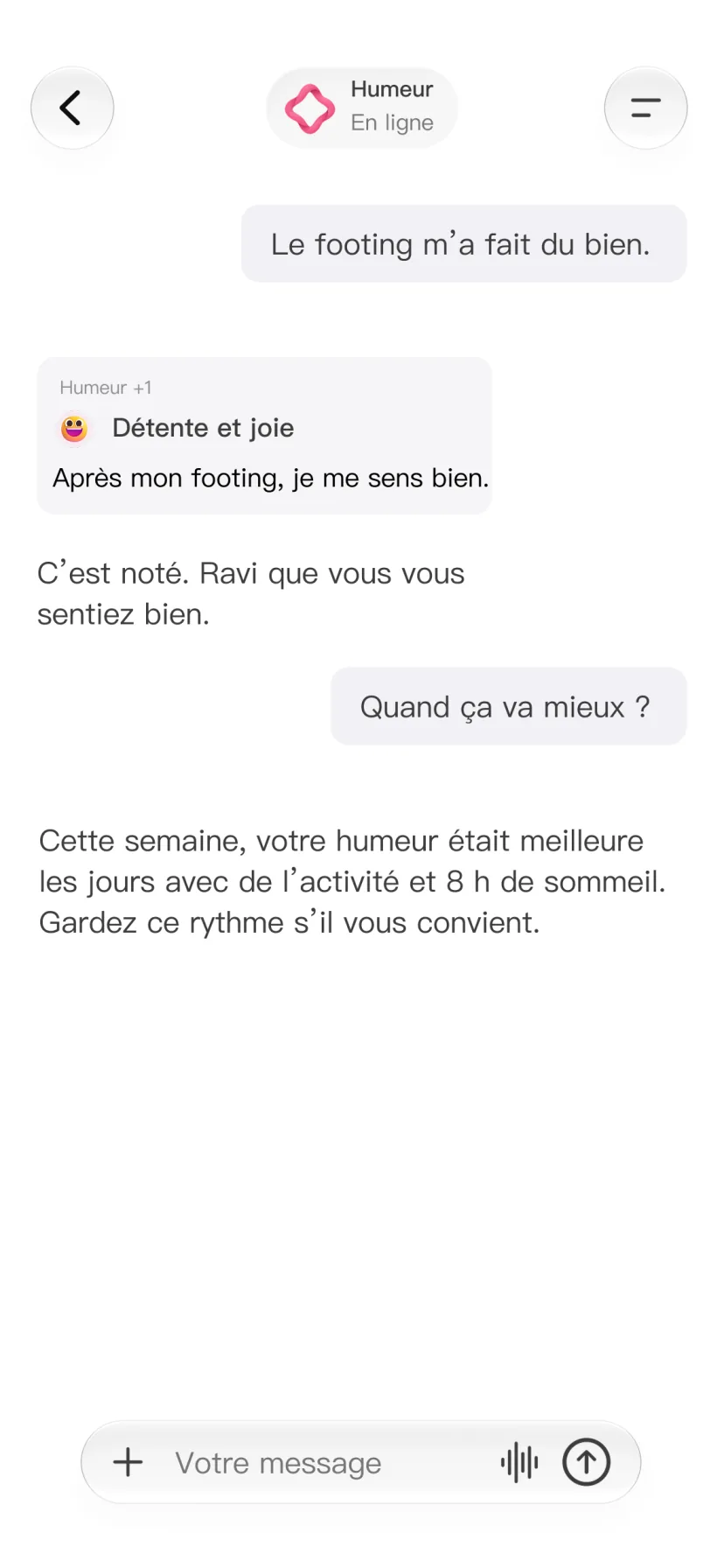 Conversation CalMind sur l’humeur, le sommeil et l’activité